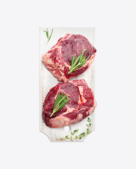 Raw Beef Slices w/ Rosemary Leaves PNG