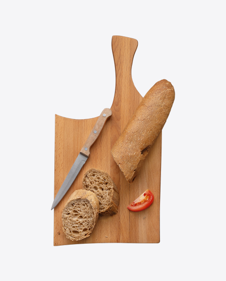 Rye Baquette Slices on Wooden Board