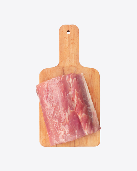 Raw Meat Piece on Wooden Board