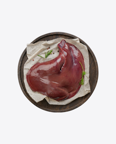 Raw Liver on Wooden Board