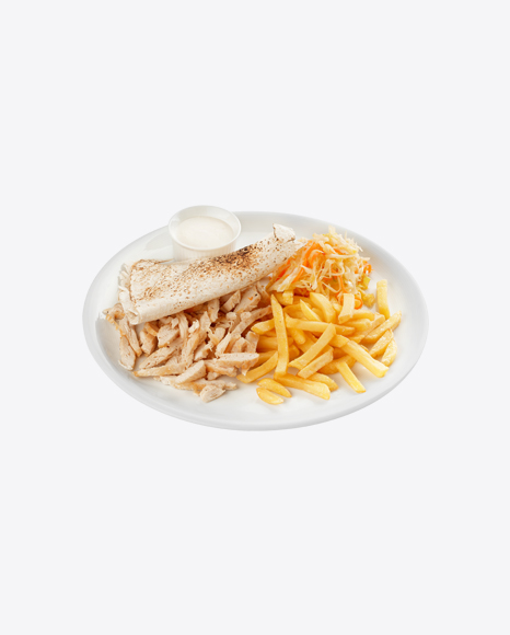 French Fries w/ Chicken & Cabbage Salad