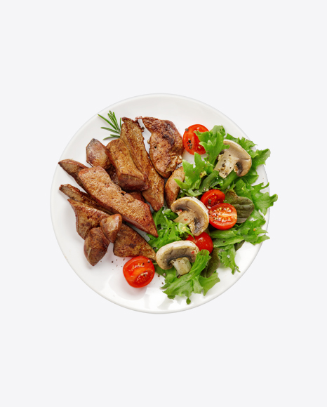 Roasted Liver w/ Salad & Mushrooms