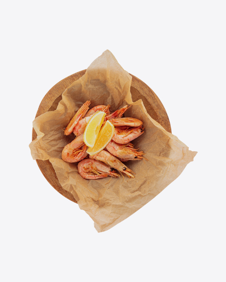 Boiled Shrimps w/ Lemon Slices
