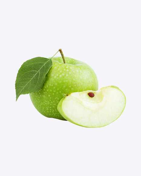 Green Apple with Slice PNG