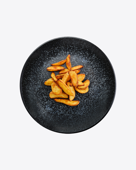 Slices of Potato Wedges Fried in Oil