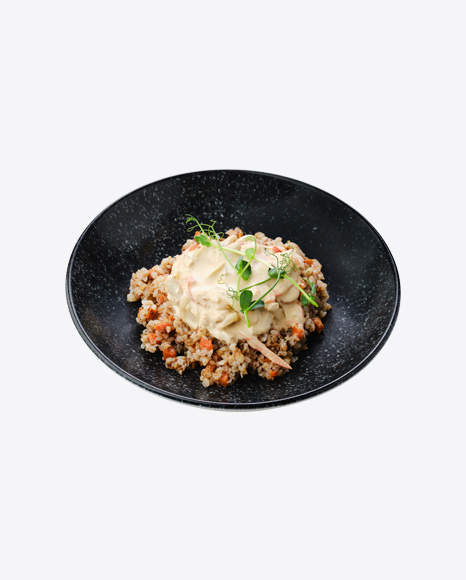Buckwheat w/ Fried Carrot Slices & Creamy Sauce