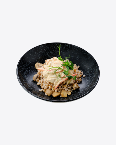 Boiled Pearl Barley w/ Fried Mushrooms & Creamy Sauce