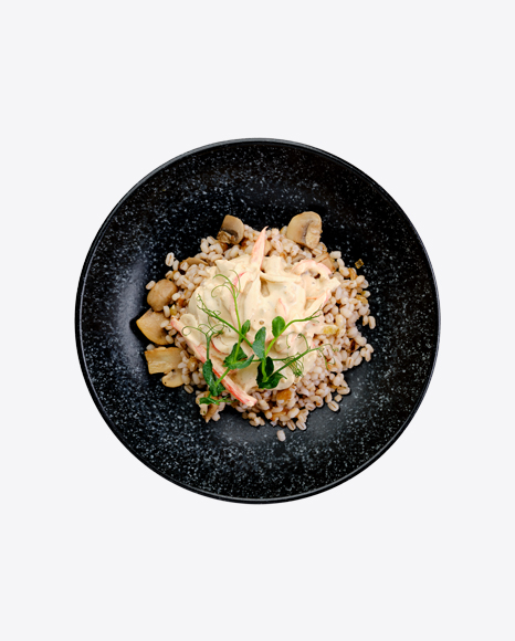 Boiled Pearl Barley w/ Fried Mushrooms & Creamy Sauce