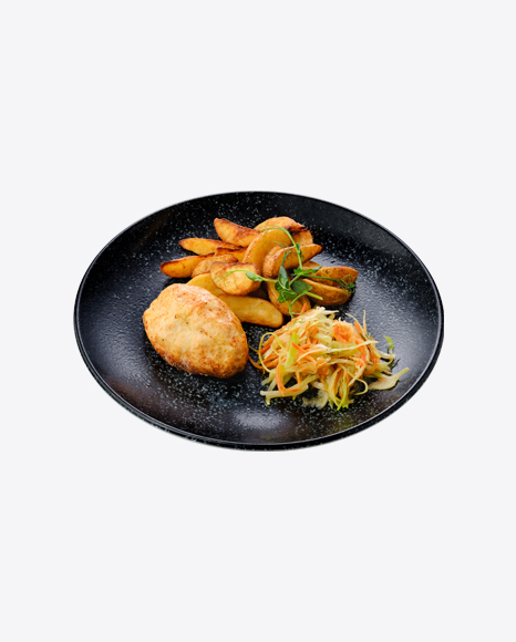Kiev Cutlet stuffed w/ Potato Wedges & Sauerkraut