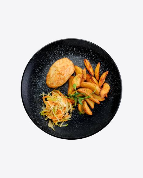 Kiev Cutlet stuffed w/ Potato Wedges & Sauerkraut