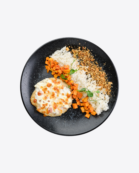 Chopped Pork Cutlet w/ Ham, Cheese, Carrot & Rice