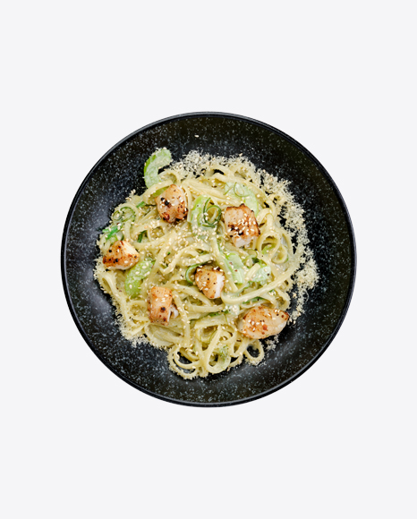 Spaghetti w/ Chuka Salad, Fried Zander Fillet & Sauce