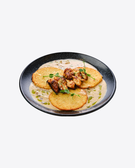 Potato Fritters w/ Teriyaki Chicken