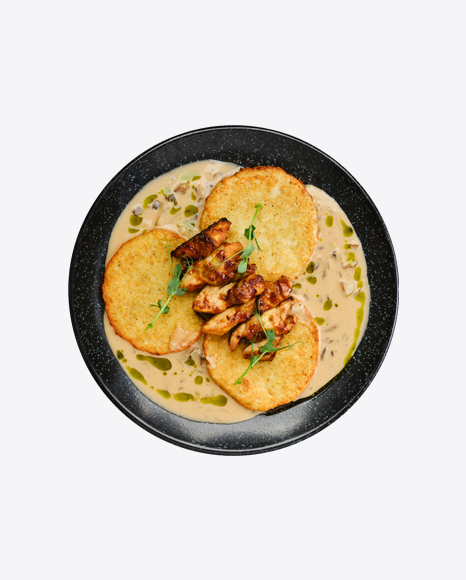 Potato Fritters w/ Teriyaki Chicken