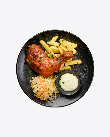 Chicken Leg w/ French Fries & Pickled Cabbage