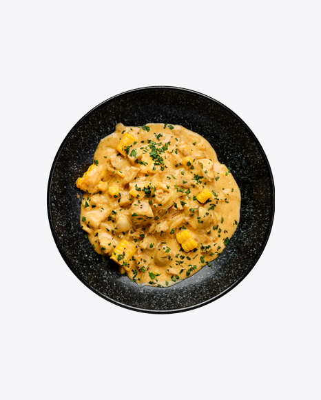 Chicken Meat w/ Corn & Fried Onion Covered w/ Creamy Sauce