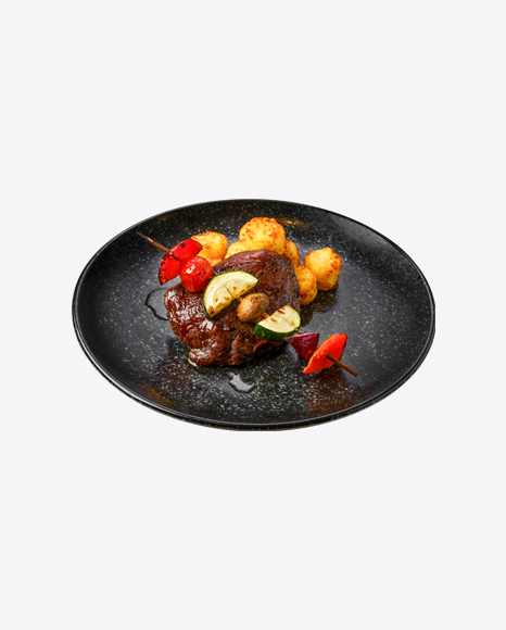 Grilled beef w/ Vegetables & Potato Balls