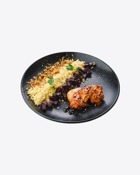 Fried Chicken w/ Teriyaki Sauce & Pearl Barley