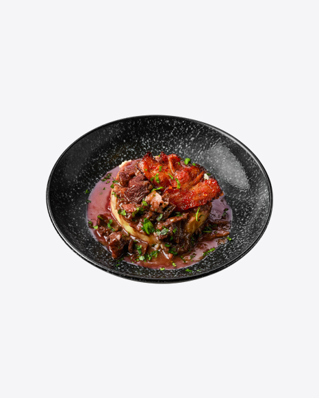 Beef Goulash w/ Bacon Chips, Mashed Potato & Black Currant Sauce