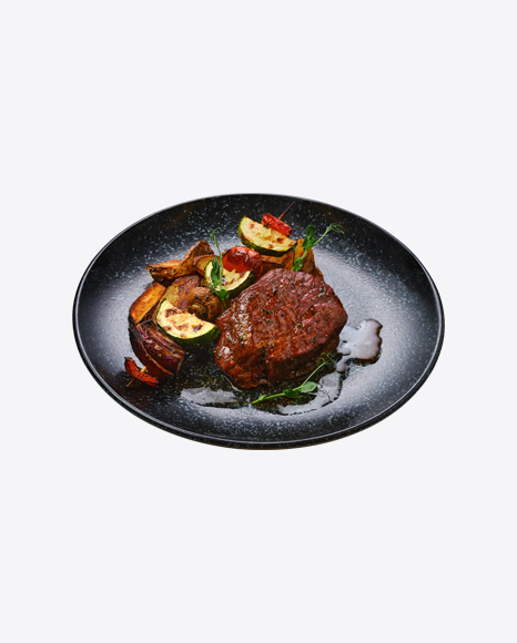 Beef Steak w/ Potato Wedges & Grilled Vegetables