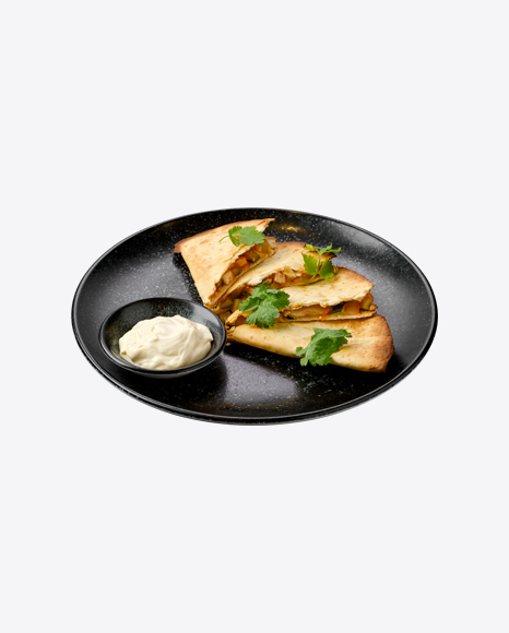 Quesadilla w/ Chicken Meat, Cheese & Pickled Cucumber