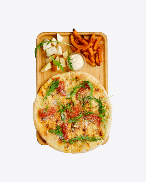 Focaccia w/ Tomato & Parmesan w/ Cheese & Fried Sweet Potato