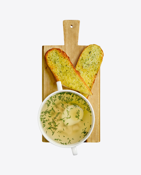 Chicken Bouillon w/ Egg & Crispy Garlic Toasted Bread