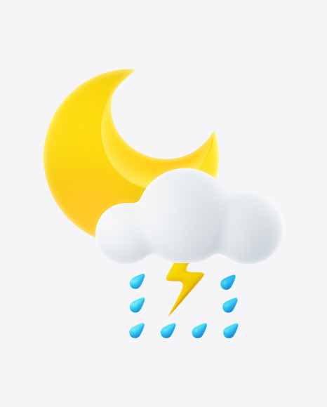 Weather Icon - Night Downpour and Thunderstorm