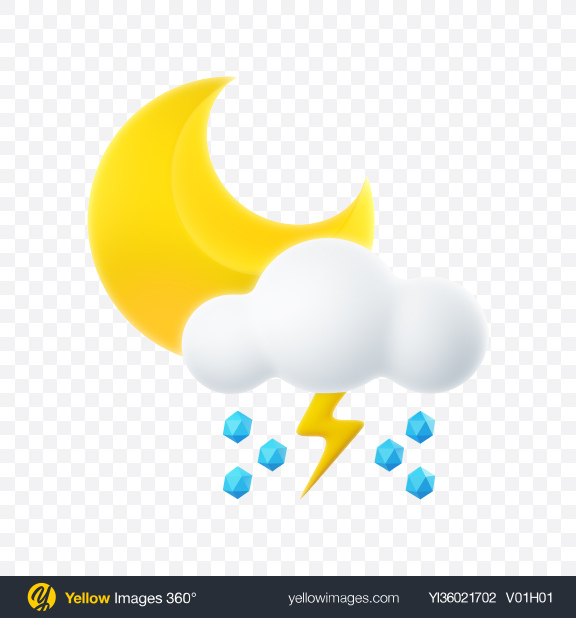 Download Weather Icon - Night Hail and Thunderstorm Transparent PNG on YELLOW Images