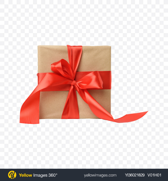 Download Kraft Wrap w/ Red Ribbon Transparent PNG on YELLOW Images