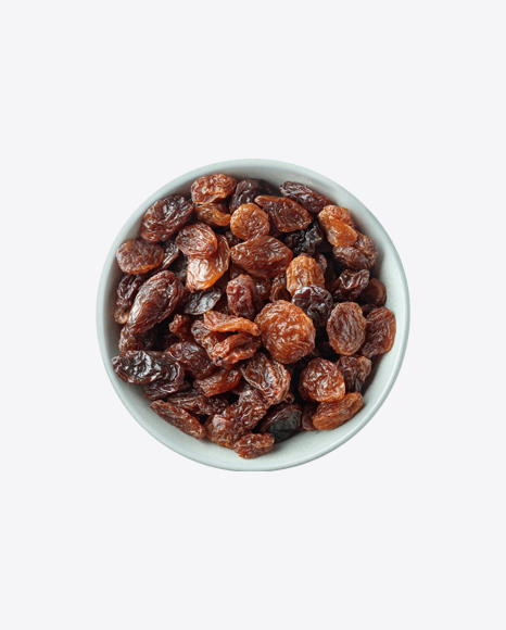Raisins in Ceramic Bowl