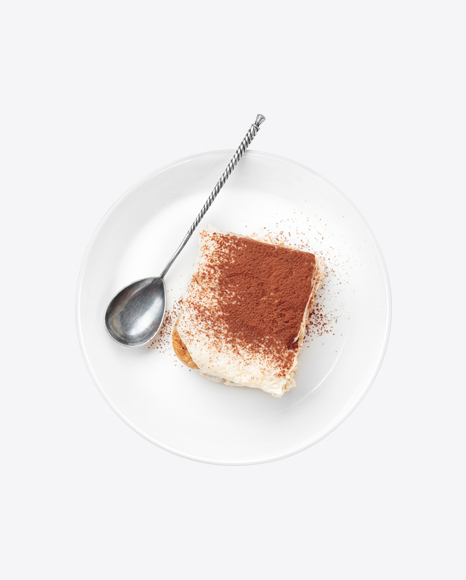 Tiramisu Piece w/ Spoon on Plate