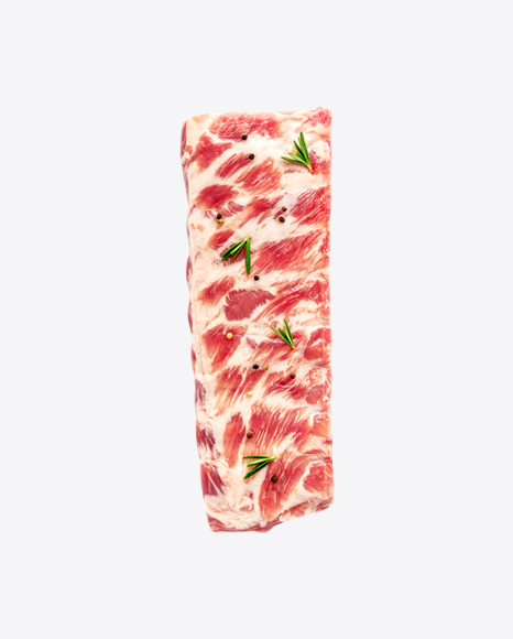 Raw Meat Piece w/ Rosemary Leaves & Black Pepper