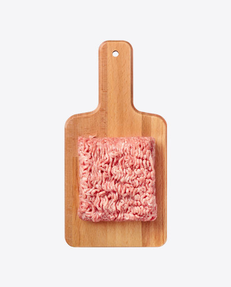 Ground Meat on Wooden Board