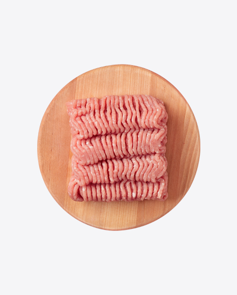 Ground Meat on Wooden Board