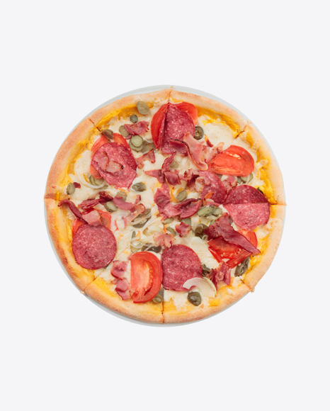 Pizza w/ Bacon, Sausage Slices & Tomato