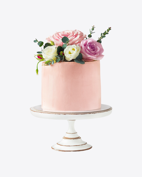 Pink Cake w/ Flowers
