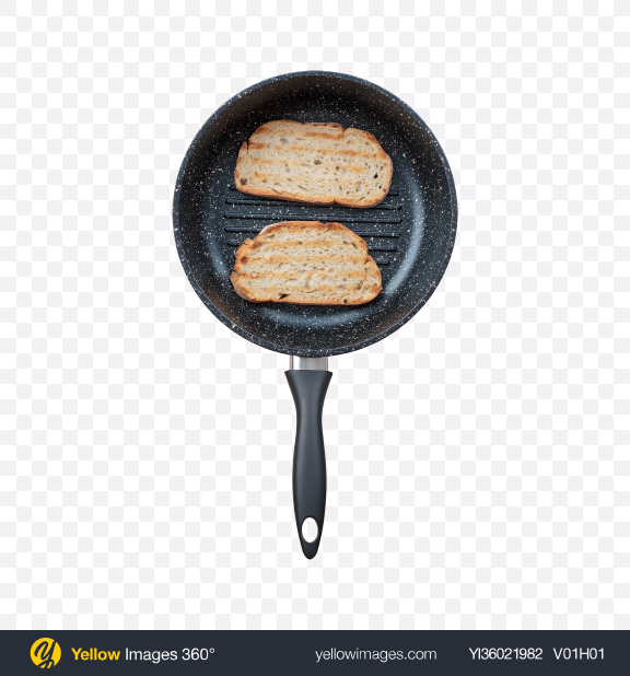 Download Grilled Bread Slices in Grill Pan Transparent PNG on YELLOW Images