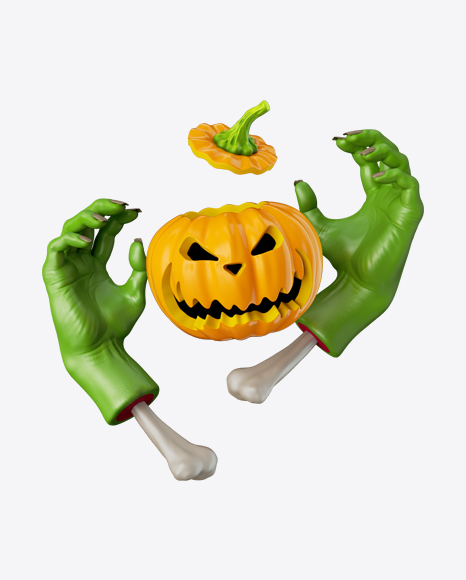 Zombie Hands w/ Pumpkin Head PNG