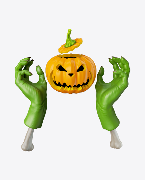 Zombie Hands w/ Pumpkin Head PNG