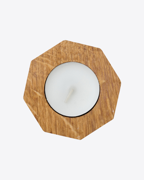 Candel on Wooden Coaster PNG