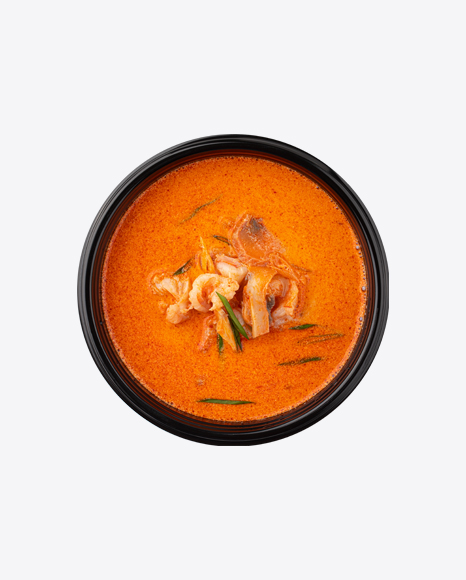 Tom Yam Soup in a Black Bowl