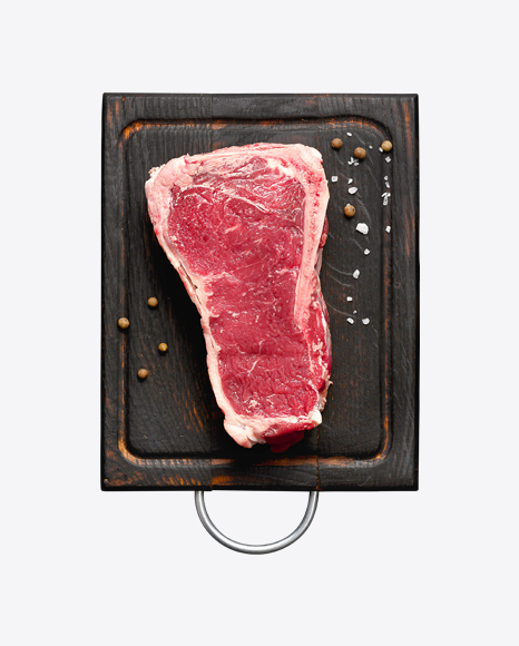 Raw Meat on Wooden Board PNG