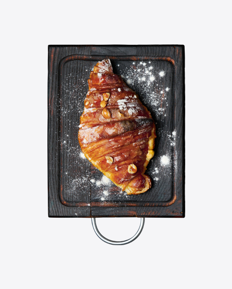 Croissant on Wooden Board PNG