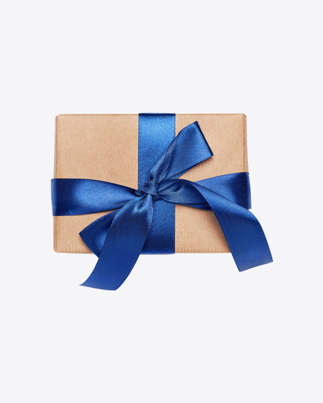 Kraft Paper Box w/ Blue Ribbon PNG