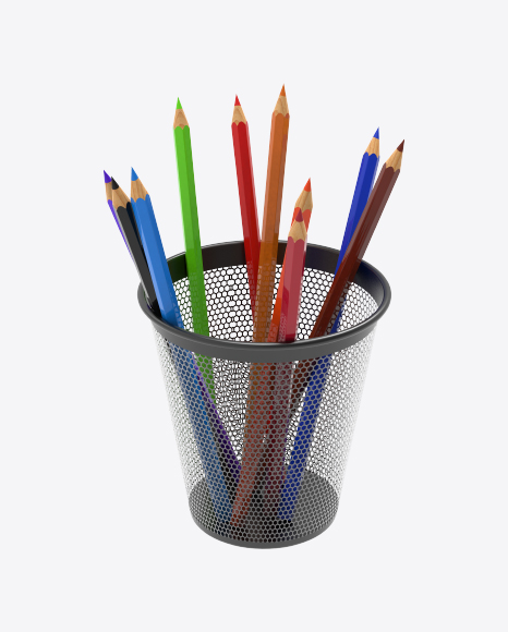Colored Pencils in Bucket