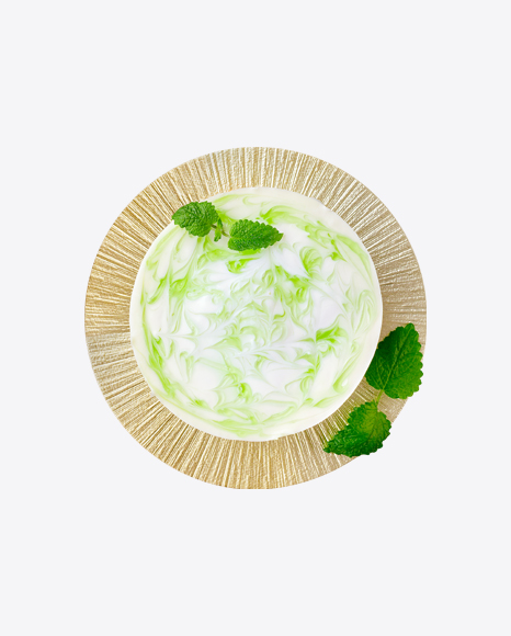 Cream Cake w/ Mint Leaves