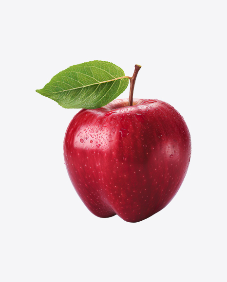 Red Apple with Leaf