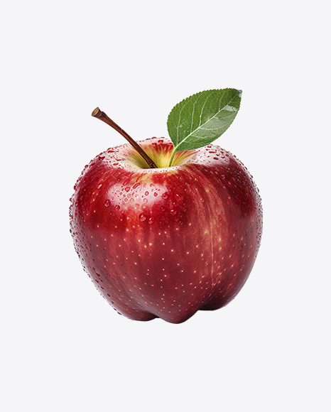 Red Apple with Leaf