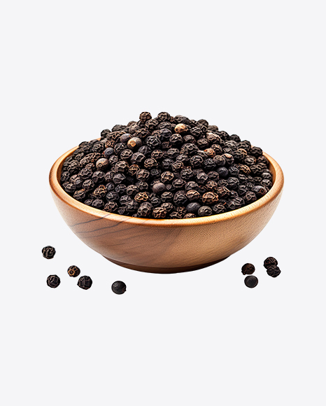 Black Peppercorns in Wooden Spoon